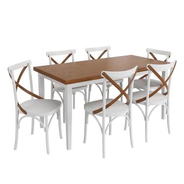 Imagem de Conjunto Sala de Jantar e Cozinha Com 6 Cadeiras X Madeira Maciça