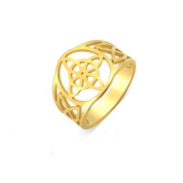 Imagem de UNIFT Anel de nó de bruxa para mulheres, aço inoxidável, celta, quaternário, estilo geométrico, wiccano, bruxaria, amuleto, joias, presente, 9, Aço inoxidável, Sem pedra preciosa