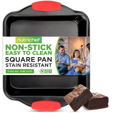 Imagem de Non Stick Cake Square Pan, Deluxe Gray Carbon Steel Pan with Red Silicone Handles, For Cooking & Baking Cake Loaf, Muffins & More, Compatible with Model NCSBS10S, NCSBS8S, NCSBS6S