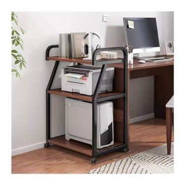 Imagem de GRFIT Suporte de impressora removível mesa de escritório lateral computador suporte de impressora prateleira colocação de chão prateleira prateleira prateleira impressora de mesa (cor: A)