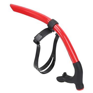 Imagem de MUNEFE Tubo de respiração de snorkel frontal, snorkel de mergulho livre removível, equipamento de treinamento de natação com carregamento frontal para nadadores (vermelho)