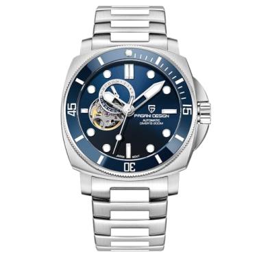 Imagem de RollsTimi Pagani Design - Relógio masculino automático, pulseira casual de aço inoxidável com cristal de safira elegante, pulseira de nylon NH39, PD1736, PD-1736 Tira de aço azul, Use este relógio em