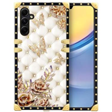 Imagem de Yuning419 Capa compatível com Samsung Galaxy A15 5G, TPU macio de luxo e parte traseira rígida de policarbonato para meninas e mulheres, capa protetora à prova de choque, borboleta de diamante