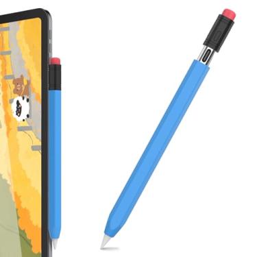 Imagem de LJFLYXRI Capa de silicone de duas cores clássicas para Apple Pencil (USB-C), aderência e proteção perfeitas, promove conforto e nostalgia, compatibilidade com carregamento magnético (azul)