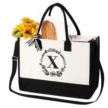 Imagem de Bolsas personalizadas para mulheres, sacola feminina, sacola inicial para mulheres com zíper, X, One Size, Bolsa de ombro