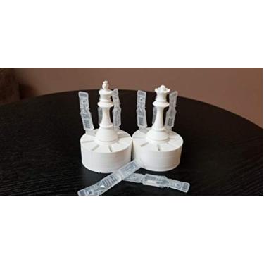 Imagem de Porta-frascos de xadrez King and Queen – Comporta 8 frascos descartáveis de uso único por suporte – Com peças de xadrez King & Queen no centro – Znet3D (branco)