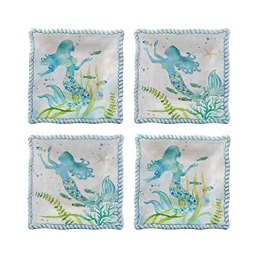 Imagem de Conjunto de tigelas de sobremesa de melamina Gourmet Art de 15 cm, pacote com 4, Louças, Mermaid, Dessert Plate S/4
