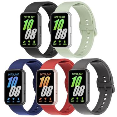 Imagem de Pacote com 5 pulseiras de silicone compatíveis com Samsung Galaxy Fit 3, macia, ajustável, esportiva, respirável, pulseira de reposição para smartwatch Galaxy Fit 3 SM-R390