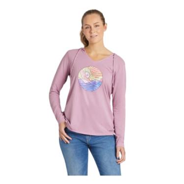 Imagem de Life is Good. Camiseta feminina Ocean Watercolor manga comprida com capuz Crusher Lite violeta roxo (EUA, alfa, PP, regular, padrão, roxo violeta), Roxo violeta, PP