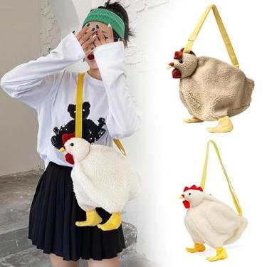 Imagem de Bolsa com Formato de Galinha de Pelúcia Chicken Bag Estilo Fofo Kawaii
