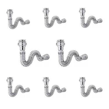 Imagem de Delflex, Kit 8 Sifão Sanfonado Cromado Cozinha Pia Banheiro Tanque