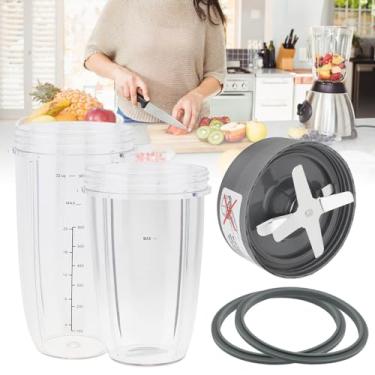 Imagem de Copos de liquidificador e peças de reposição de lâmina, Nutri Bullet 940 ml e 680 g e lâmina extratora vêm com 2 juntas de borracha, adequado para sistema de liquidificador/misturador de alta