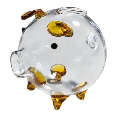 Imagem de IEUDNS Cofrinho para economizar dinheiro, estatueta de porco, animal, bonito, presente de aniversário, armazenamento, banco de dinheiro transparente para