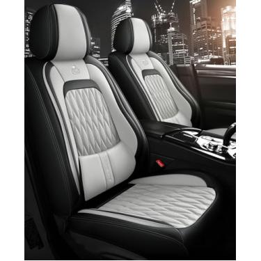 Imagem de Capas de assento de carro conjunto completo de couro capa de banco dianteiro traseiro universal para a maioria dos 5 lugares, carros, caminhões, sedans, SUVs, protetores de assentos automotivos