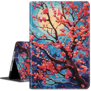 Imagem de Capa inteligente para iPad 9ª/8ª/7ª geração (2021/2020/2019) de 10,2 polegadas, suporte ajustável, despertar/hibernar, para iPad Air (3ª geração) 10,5 polegadas 2019, flor de ameixa