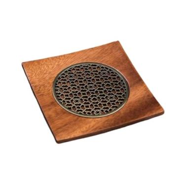 Imagem de Ｂｅｓｇａ Bule de madeira de esteira resistente ao calor isolamento decoração bule de chá titular almofada para escritório interior copo doméstico, Circular