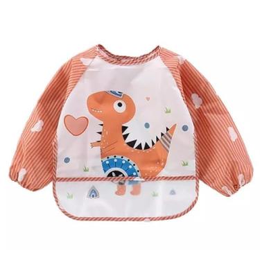 Imagem de Babador Manga Longa Impermeável Cata Migalhas Animais Blw - Dino