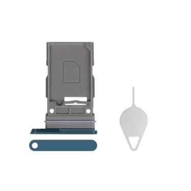 Imagem de BESJMYT Substituição de bandeja de cartão SIM para Samsung Galaxy S22 Ultra (versão SIM único) - Adaptador de suporte de slot de bandeja de cartão verde com ejetor de agulha para S22 Ultra 5G SM-S908U