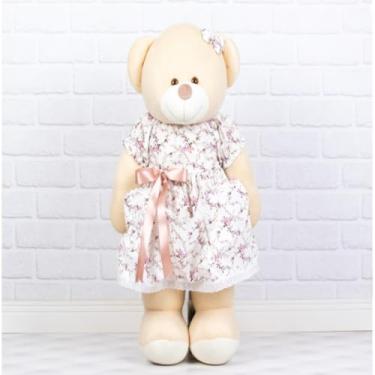 Imagem de PELUCIA URSO PORTA FRALDAS 65 CM VESTIDO FLORAL - ENFEITE QUARTO DE BEBE (FLORAL RAMO ESCURO COM ROSE)