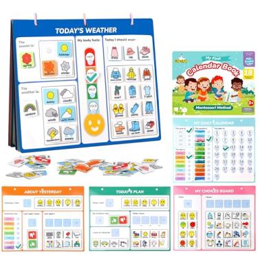 Imagem de CHEFAN Calendário Infantil para Aprendizagem, Meu Primeiro Calendário Diário para Crianças, Quadro All About Today, Calendário de Dias da Semana para Crianças, Calendário de Sala de Aula Pré-Escolar
