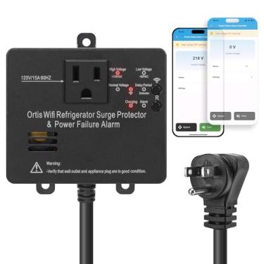 Imagem de Alarme de falha de energia inteligente Wi-Fi com protetor contra sobretensão, monitora e controle remotamente sua geladeira via aplicativo, garantindo a segurança da geladeira e dos alimentos