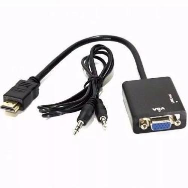 Imagem de Conversor Adaptador De Vídeo Hdmi Para Vga Com Áudio P2 - Importado