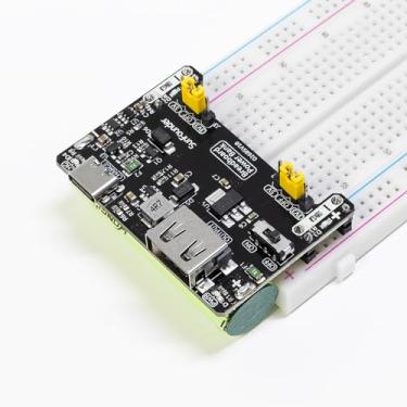 Imagem de SunFounder Módulo de fonte de alimentação BreadVolt Breadboard, bateria recarregável integrada compatível com Arduino, Raspberry Pi, Pico W, ESP32, 5V/1,5A, 3,3V/1A, saída USB (tábua de pão não