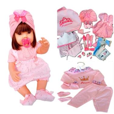 Imagem de Boneca Bebê Tipo Reborn Pode Dar Banho Enxoval + DUAS TROCAS