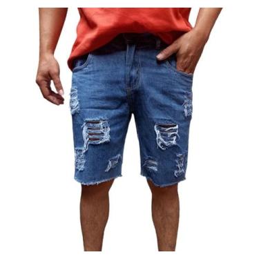 Imagem de Bermuda masculina rasgada jeans produto de otima qualidade 2023 - SKY 