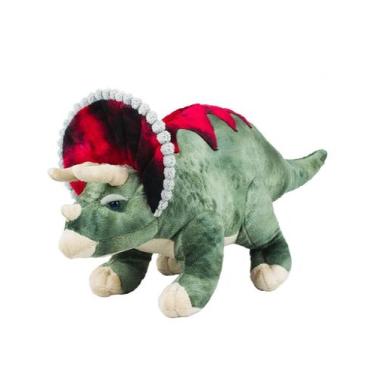 Imagem de Dinossauro Realista De Pelúcia Verde Triceratops 29 Cm - Fofy