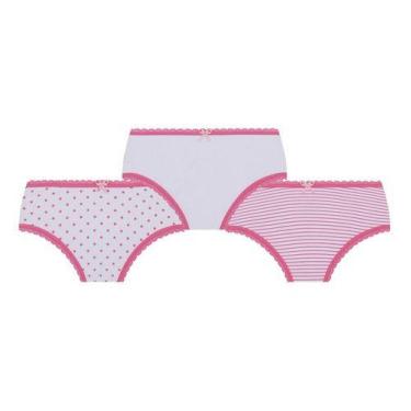 Imagem de Kit 3 Calcinha Lobinha Infantil Kids Lupo Algodão Estampada-CE, Rosa, 