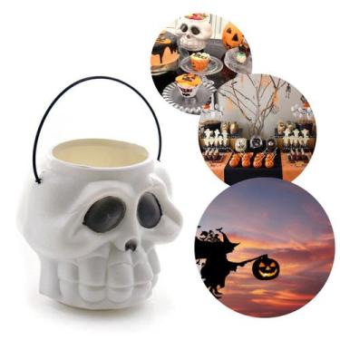 Imagem de Mini Balde Cranio Esqueleto Caveira Decoração De Halloween - Pais e fi