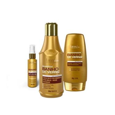 Imagem de Kit Banho de Verniz Forever Liss Shampoo 300ml, Cond. e Oleo - Forever
