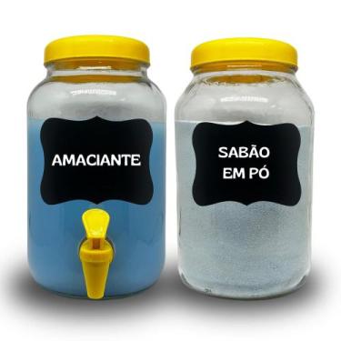 Imagem de Kit Para Lavanderia, Pote para Sabão em Pó E Amaciante 3 Litros + lous