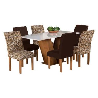 Imagem de Kit 6 Capas de Cadeira de Jantar mista esmtampada Luxo Decoração Elega