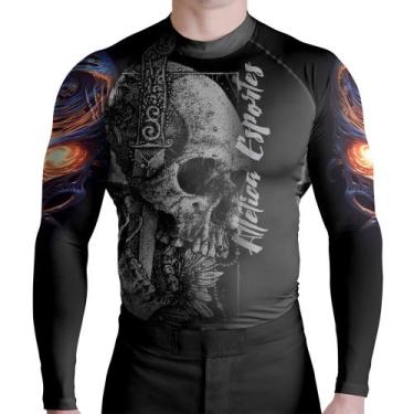 Imagem de Rash Guard Atlética Esportes Skull Warrior, G, Preto