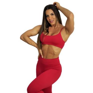 Imagem de CONJUNTO FITNESS ACADEMIA CALÇA EMPINA BUMBUM E TOP VERMELHO - Tam úni