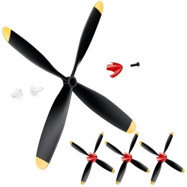 Imagem de Hollowfly 3 Sets Spare RC Plane Propellers 4 Blade Propeller Compatible with Mustang P51 RC Plane 4 Channel Remote Control Airplane 761-5, 761-5V2 with Propeller Savers Adapter (Red Nose)