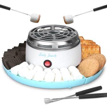 Imagem de Party Desserts Kit interno de mesa Electric Smores Maker, torrador de marshmallow interno, estação Smores com 4 bandejas de compartimentos e 4 garfos, ótimo presente para adultos e crianças em