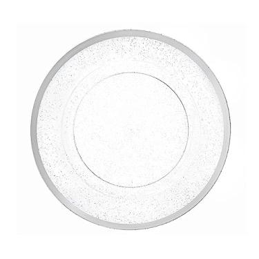 Imagem de Pratos de carregamento elegantes prateados e prateados com glitter – 33 cm (pacote com 4), plástico durável com travessas de design de fusão moderna, perfeitas para ocasiões de luxo, casamentos e
