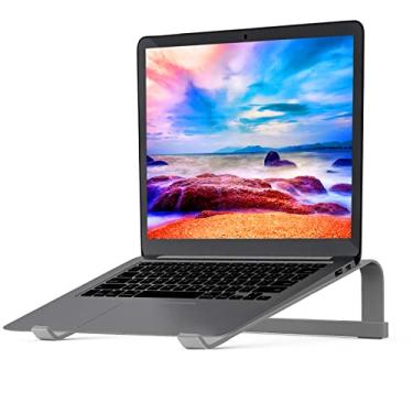 Imagem de Suporte de laptop para mesa, suporte estável para MacBook Pro, suporte ergonômico de alumínio para computador de 12 13 15 16 polegadas, suporte de resfriamento de computador para Mac MacBook Pro Air, HP, Dell, mais notebook de PC (cinza espacial)