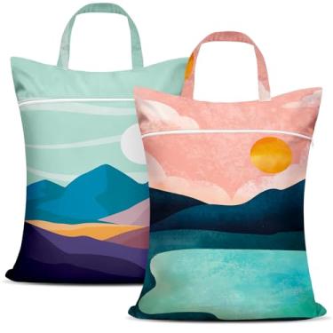 Imagem de 2 sacos grandes de lavanderia de viagem – à prova d'água com alça, sacos de roupas sujas laváveis para viagens, uso molhado e seco, roupa de banho e academia, lavanderia, piscina e dormitório