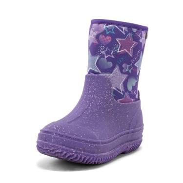 Imagem de Western Chief Bota infantil de neoprene Freestyle, leve, adequada para crianças para meninos e meninas, impermeável para chuva, lama, clima frio, neve, Corações roxas, 16