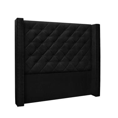 Imagem de Cabeceira Cama Box King 195cm e Recamier Vicenza Suede S04 Cor Preto