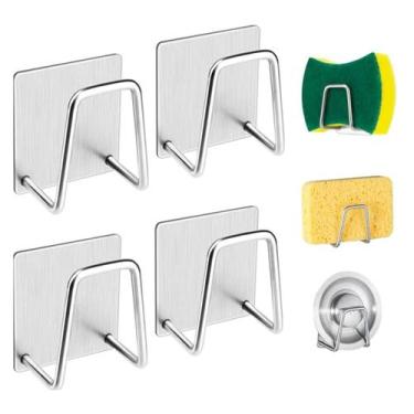 Imagem de Suporte para Pia Cozinha Porta Esponja Bucha Inox 4 UN - Gancho Para E