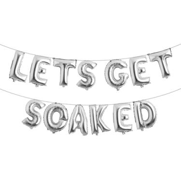Imagem de Lets Get Soaked Birthday Decoration Pool Beach Lets Get Soaked Balloons Splish Splash Birthday Balloons Pool Birthday Party Decoration Balloons (LETS GET SOAKED Silver)