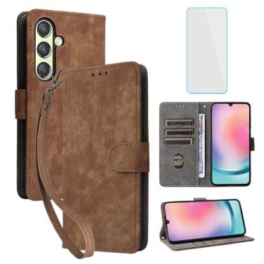 Imagem de IUQXU Capa carteira para celular Samsung Galaxy S24 Plus 5G com protetor de tela [bloqueio RFID] couro flip porta-cartão feminino masculino capa para celular para Samsung S24+ 24S S 24 Plus Galaxy