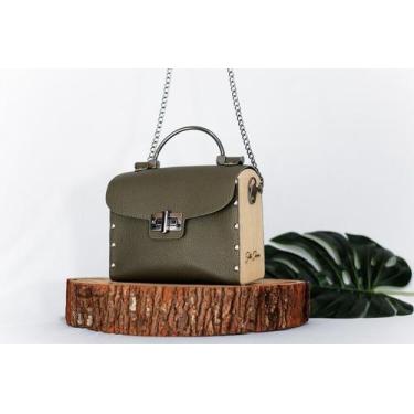 Imagem de Bolsa Bau Lateral de Madeira Moderna e Exclusiva - Santa Clarice, Verd