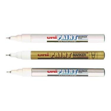 Imagem de Kit 3 Marcador Permanente UNI PAINT PX-203 Prata Ouro Branco - Uni-bal