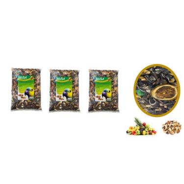 Imagem de Kit 4 Rações  para Papagaio Arara Cacatua Frutas Castanhas Girassol 50